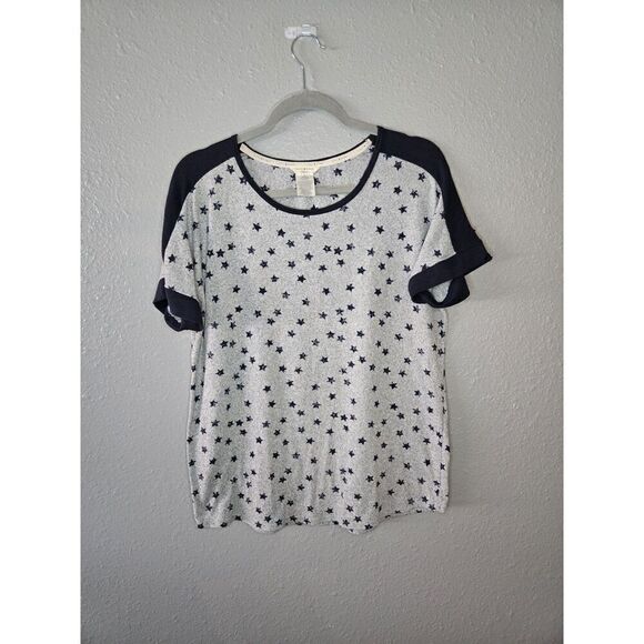 Lucky Brand Tops - Lucky Brand Women's Gray and Navy Star T-Shirt Size Medium